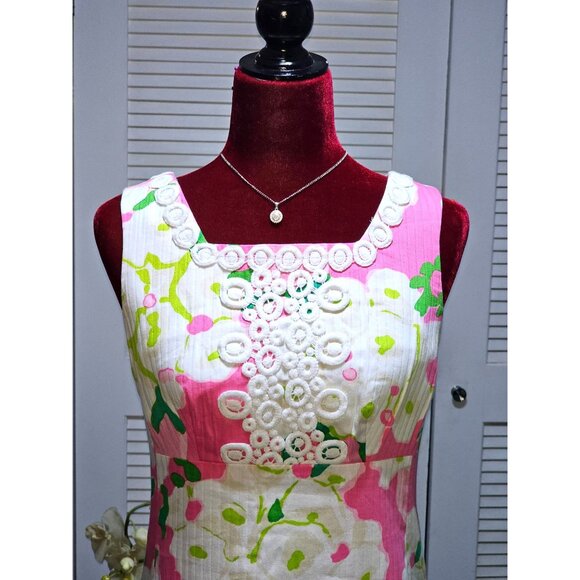 Lilly Pulitzer Women's 100% Cotton Floral Pattern Adeleson Shift Dress Sz 4 2445 - Picture 3 of 12